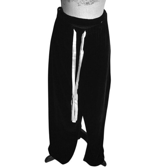VTG Angel Pie Women Pants Set Langelook Black Velvet Ribbons Oversized OSFM - Picture 2 of 14
